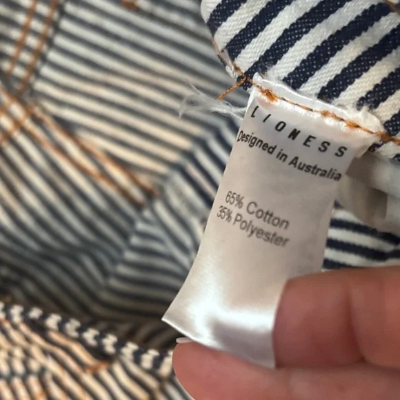 Lioness Top Model navy and White Striped jeans wide leg size large - Picture 4 of 5